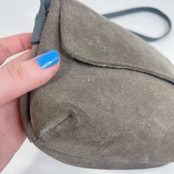 Urban Outfitters UO Grey Suede Crossbody Bag Foldover Purse - Picture 9 of 10